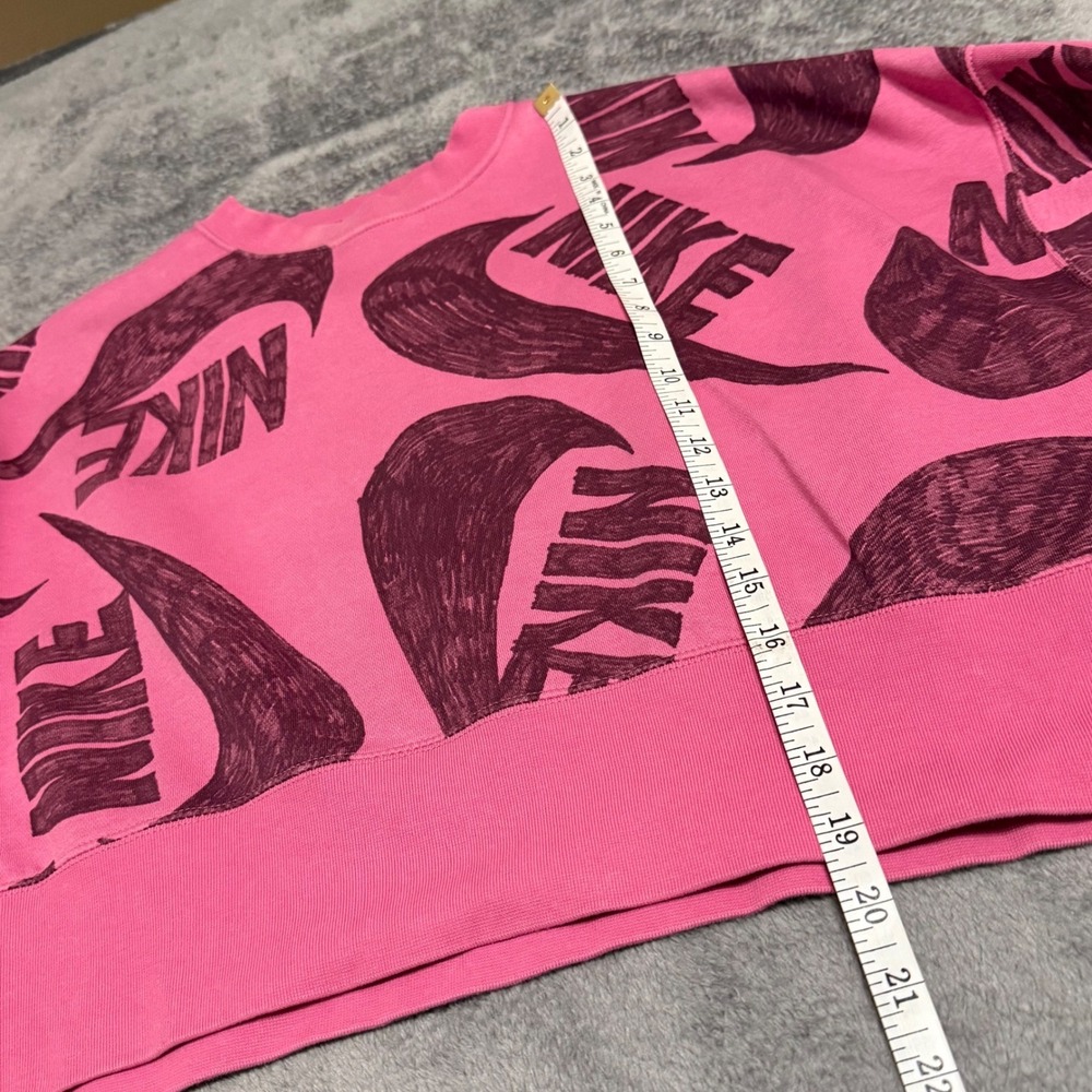 Nike All Over Swoosh Logo Pink Cropped Sweatshirt Womens Size Small - Picture 5 of 7